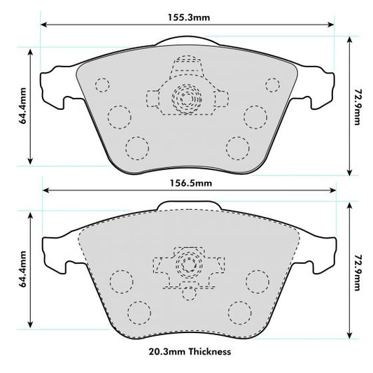 2004 - 2009 AUDI A3 Sportback (8PA) 3.2 V6 Quattro PBS  Front Brake Pads